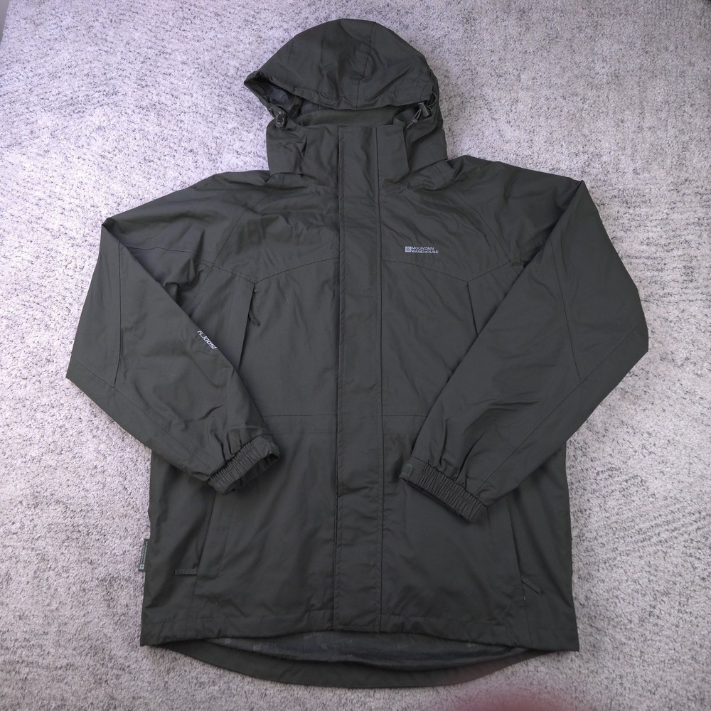 Mountain Warehouse Jacket Mens Medium Rain Coat Lined Hooded Waterproof Olive